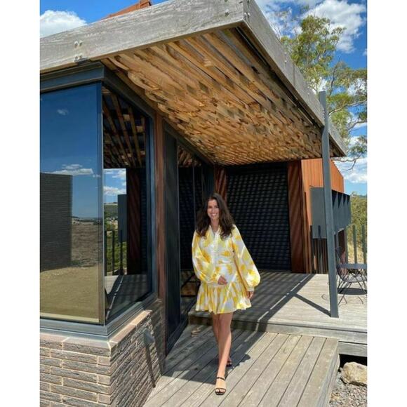 Acler Yellow and White Bastia Golden Leaves Dress - Picture 10 of 11